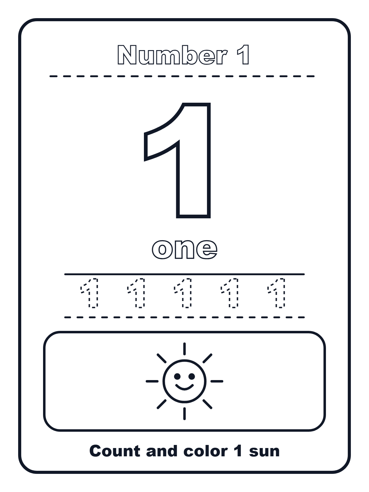 Number 1 — printable coloring page