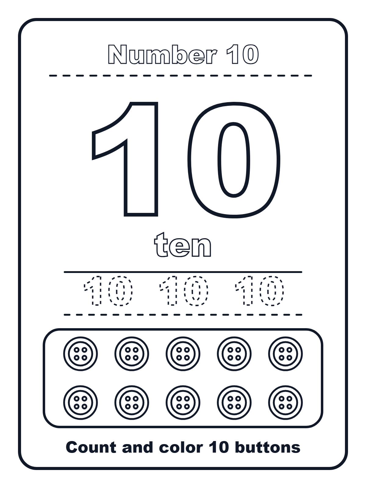 Number 10 — printable coloring page