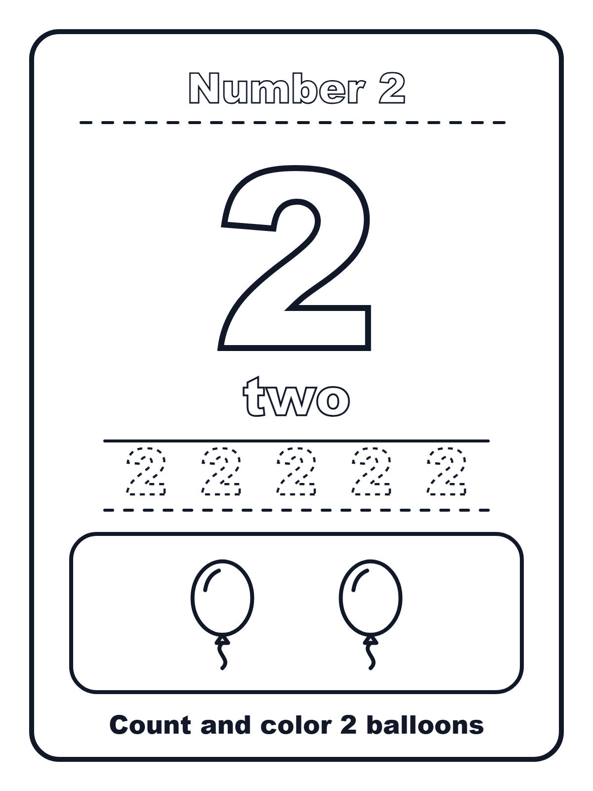 Number 2 — printable coloring page