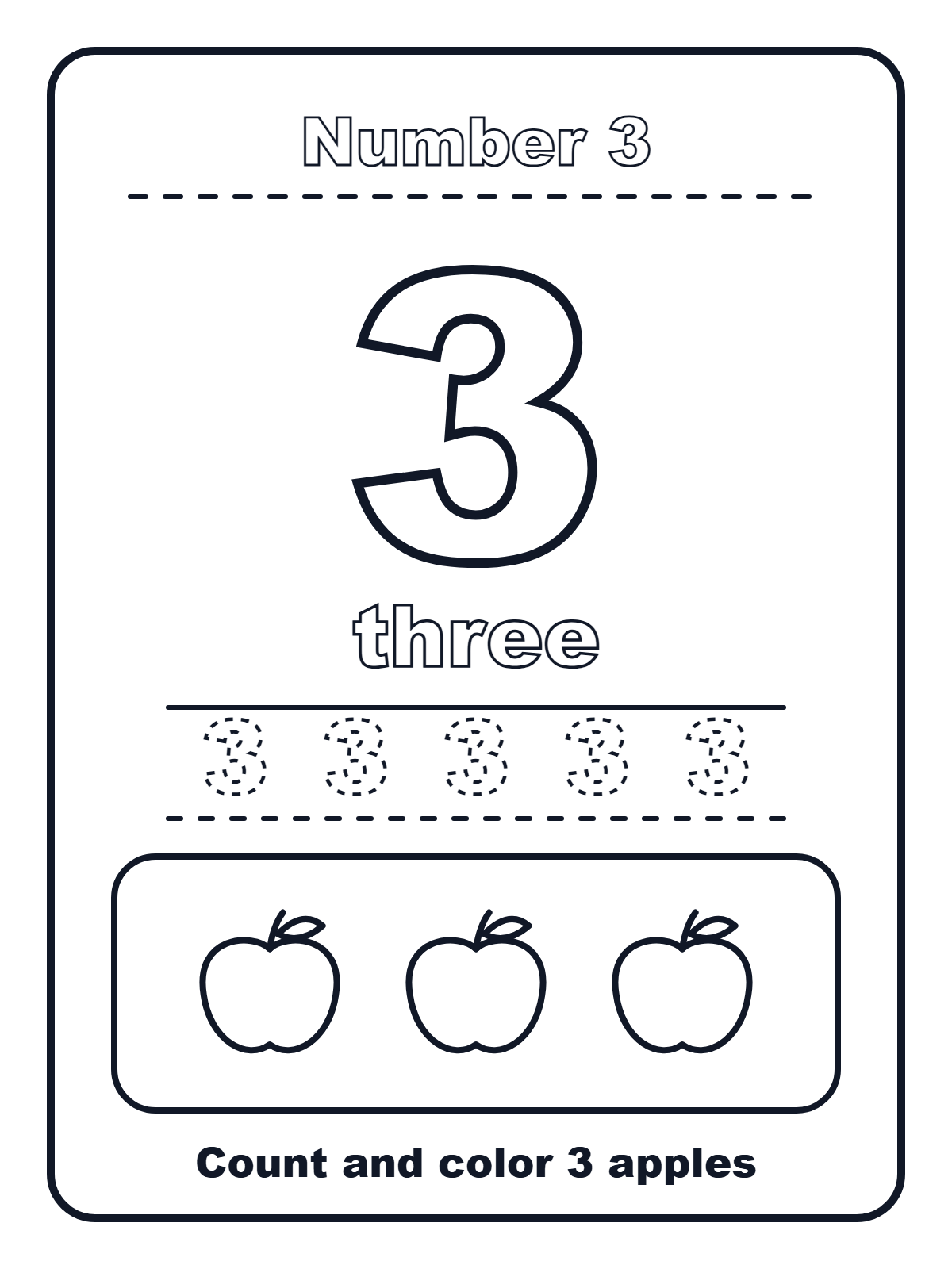 Number 3 — printable coloring page
