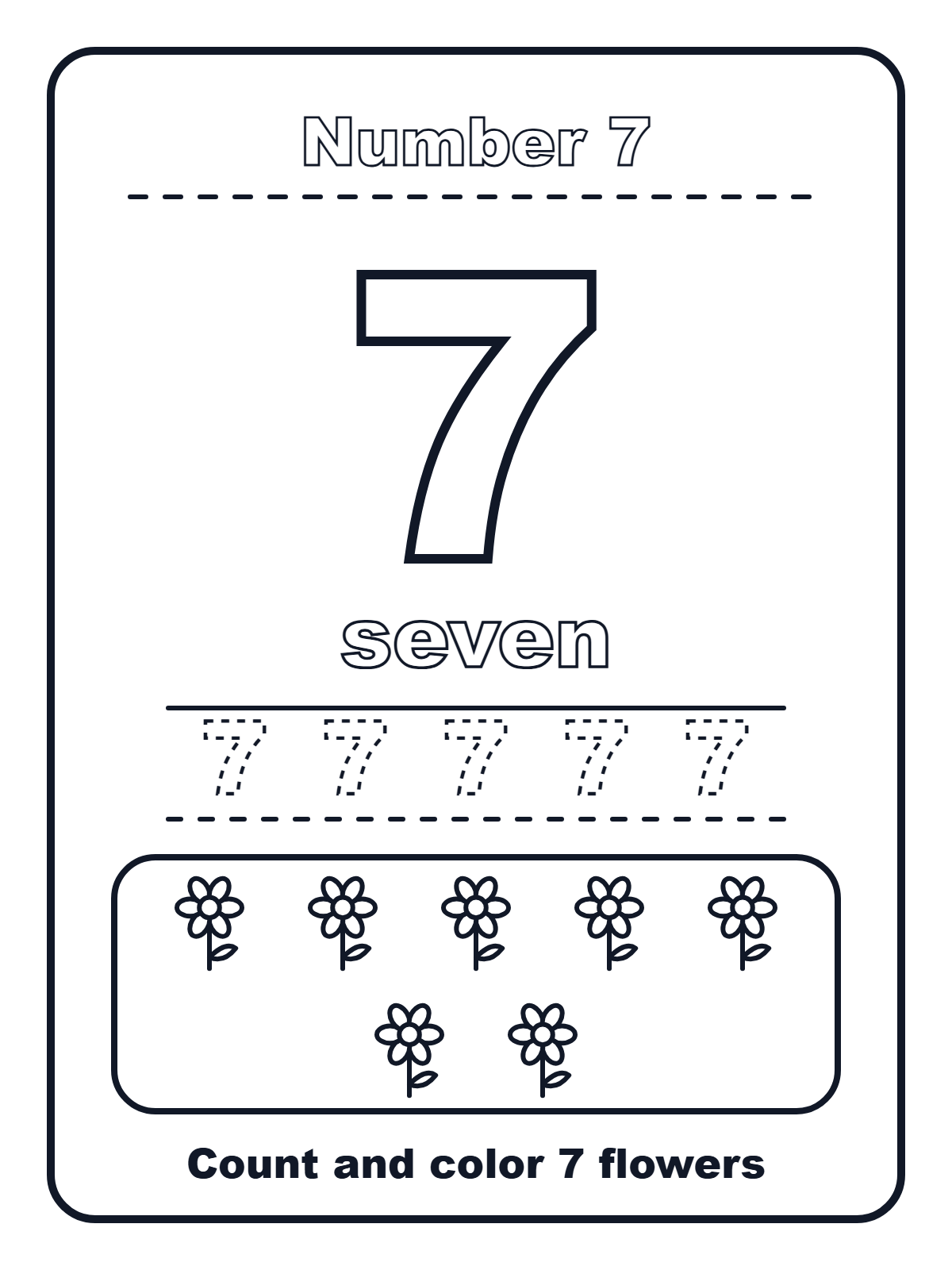 Number 7 — printable coloring page
