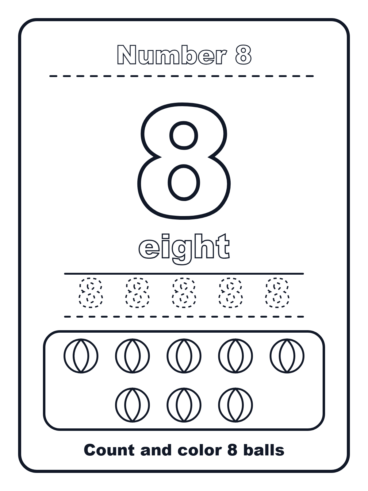 Number 8 — printable coloring page