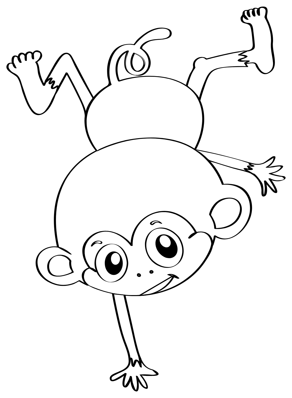Playful Monkey — printable coloring page