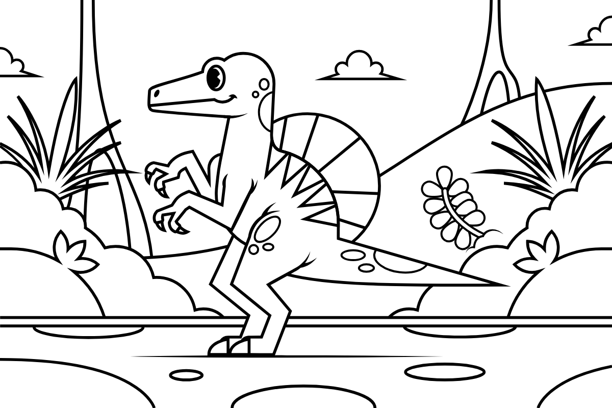 Raptor by the River — printable coloring page