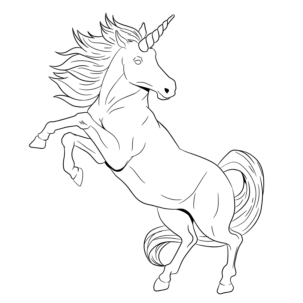 Rearing Unicorn — printable coloring page