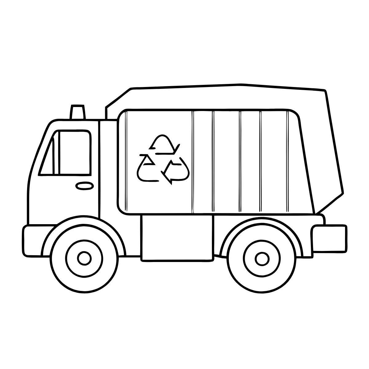 Recycling Garbage Truck — printable coloring page