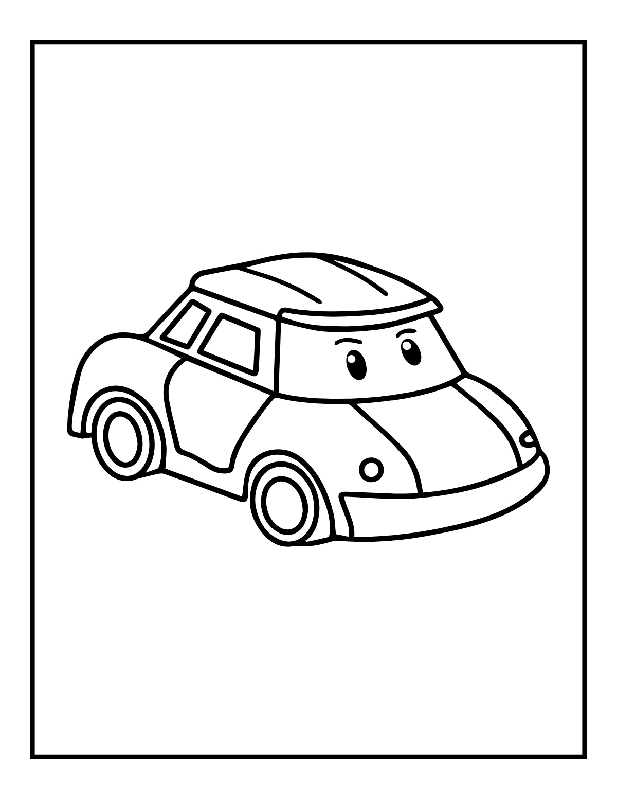 Rounded City Car — printable coloring page