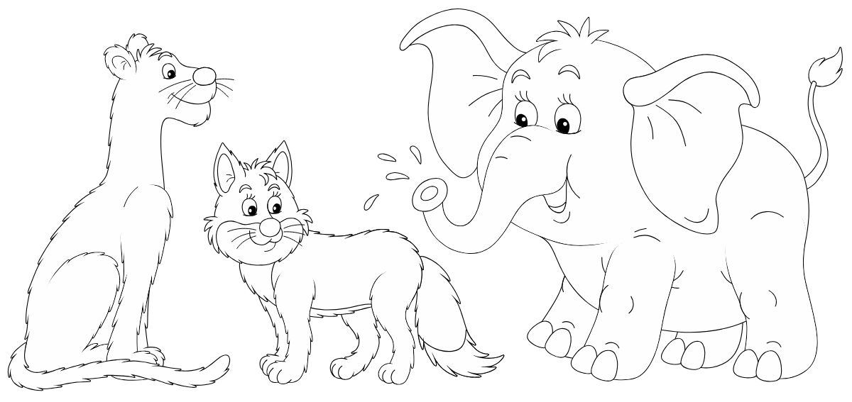 Safari Animal Friends — printable coloring page