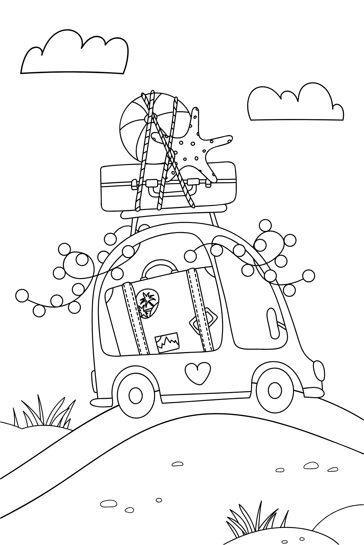 Safari Car Adventure — printable coloring page