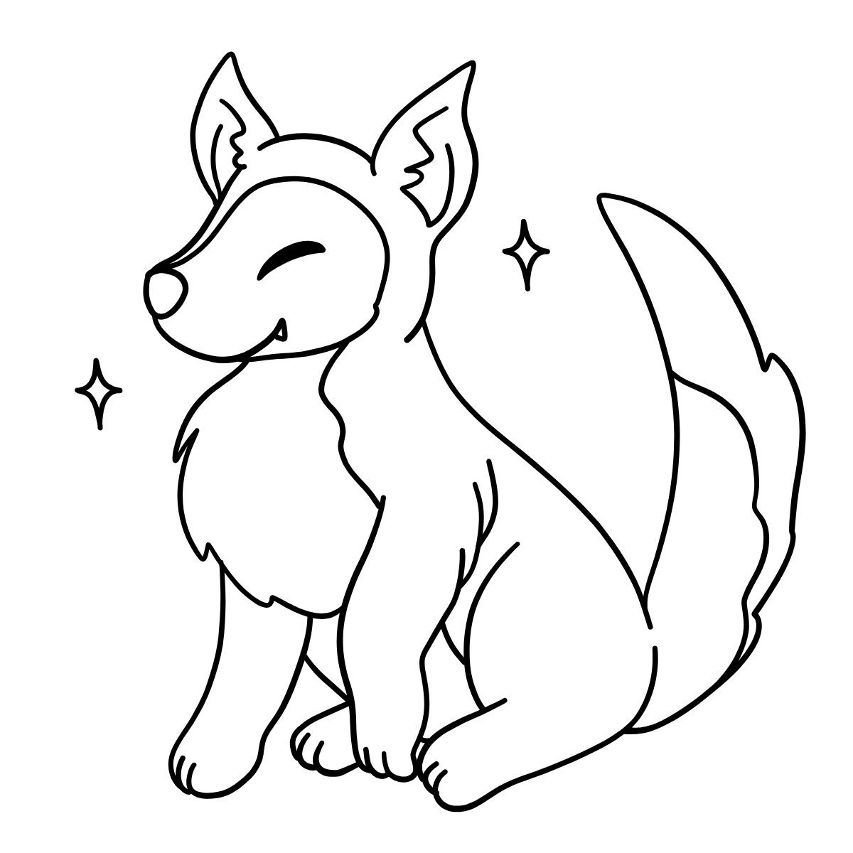 Shy Fox — printable coloring page