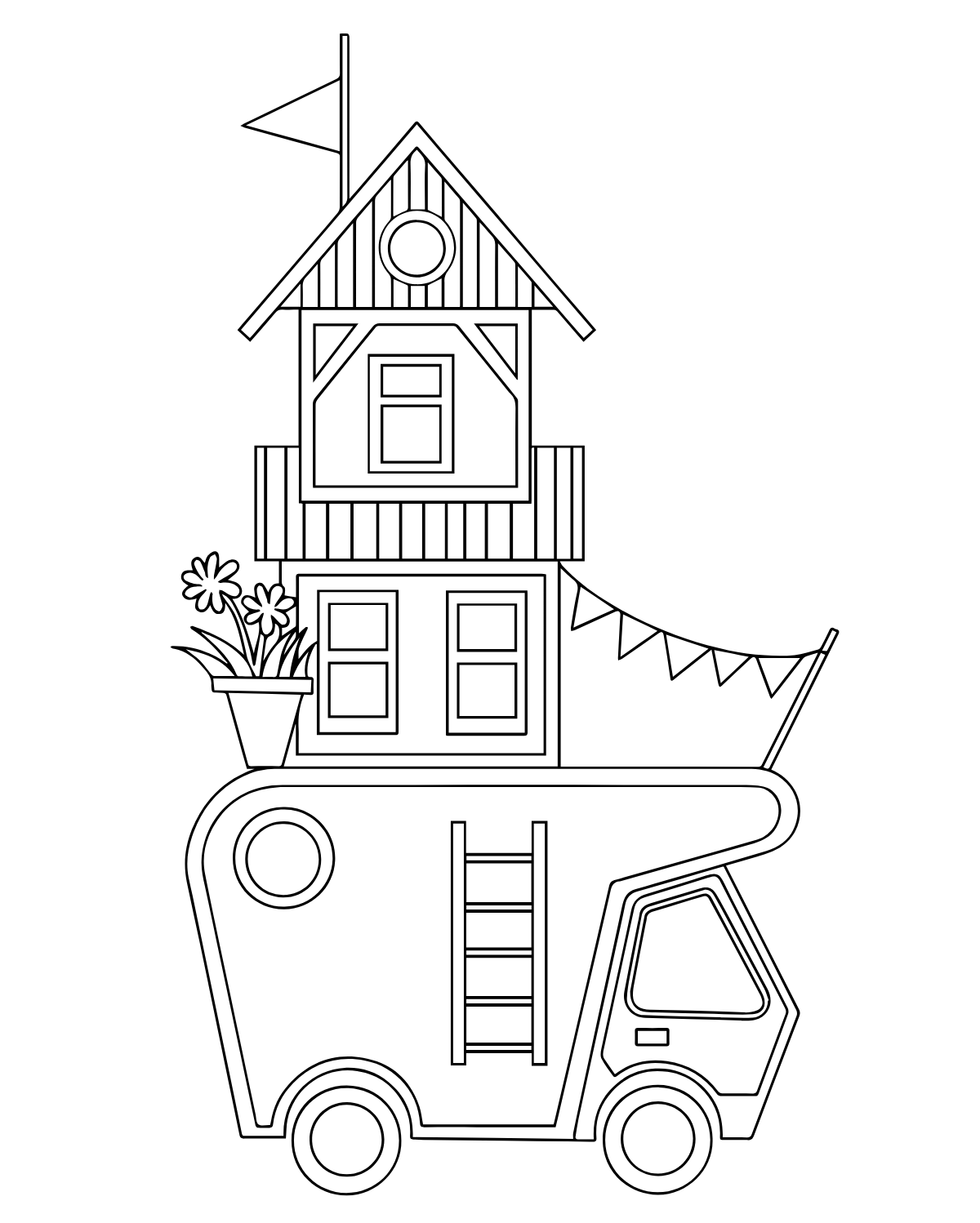 Simple Ambulance Van — printable coloring page