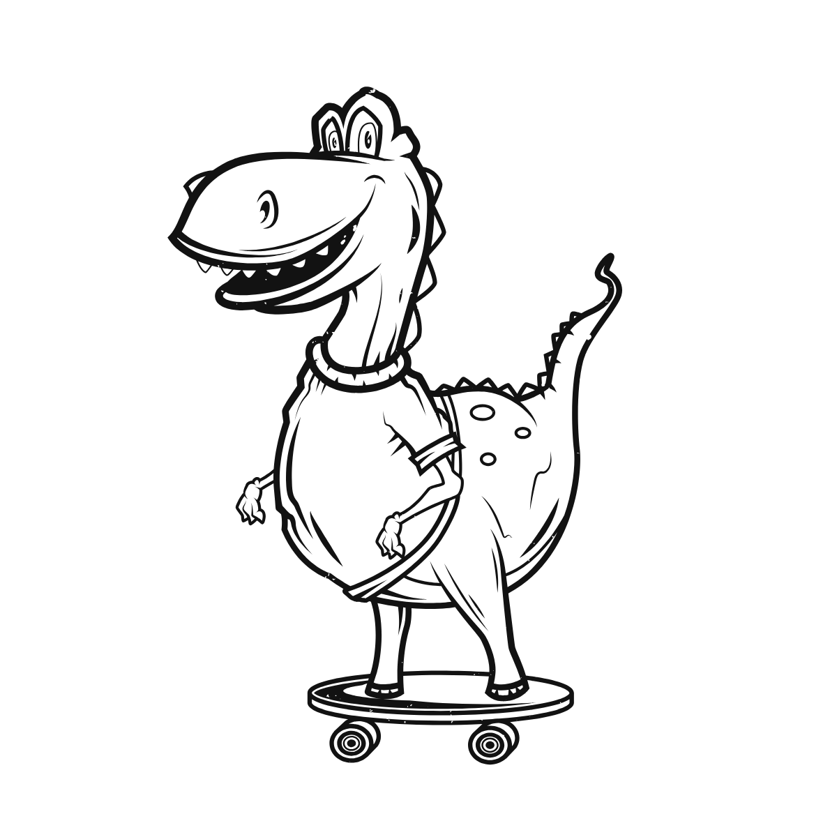 Skateboarding Dinosaur — printable coloring page