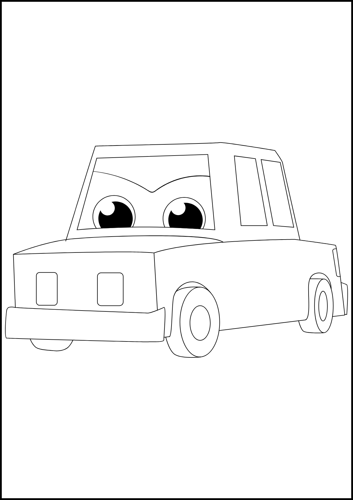 Smiling Bus Front — printable coloring page