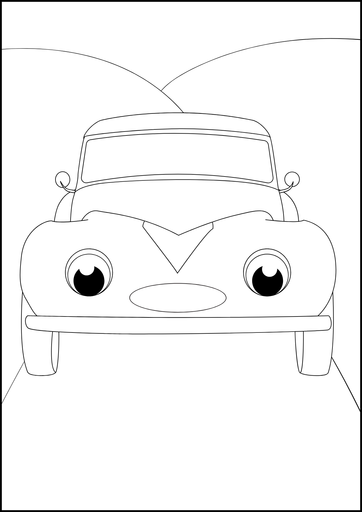 Smiling Car Front — printable coloring page