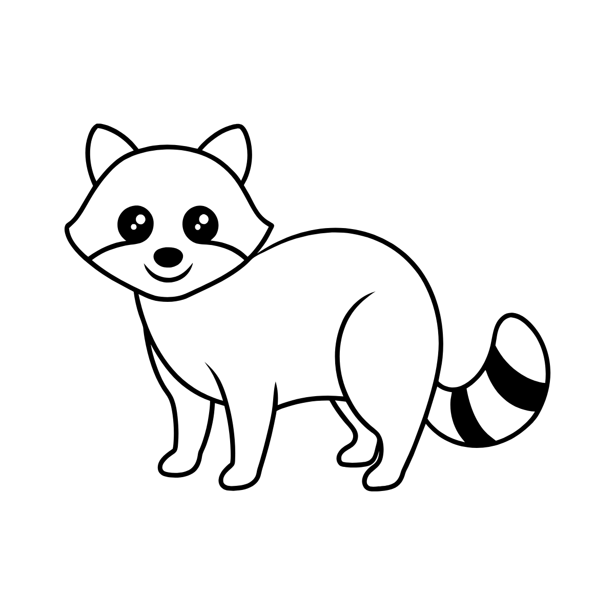 Smiling Raccoon — printable coloring page