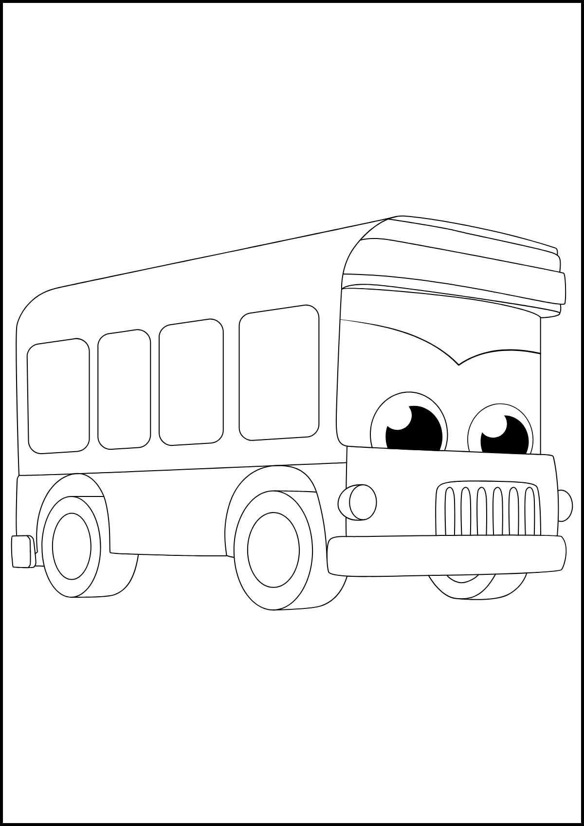 Smiling Truck Front — printable coloring page