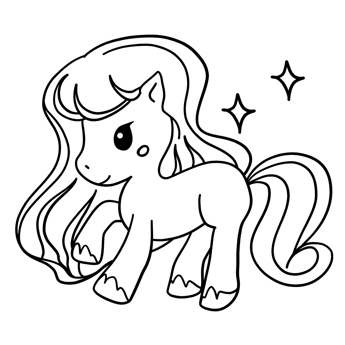 Sparkly Baby Unicorn — printable coloring page