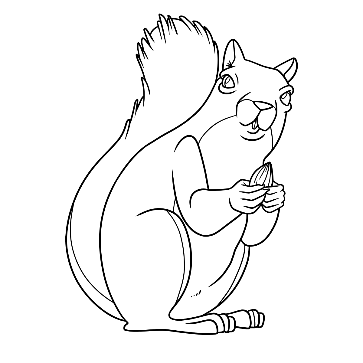 Squirrel Eating a Nut — printable coloring page