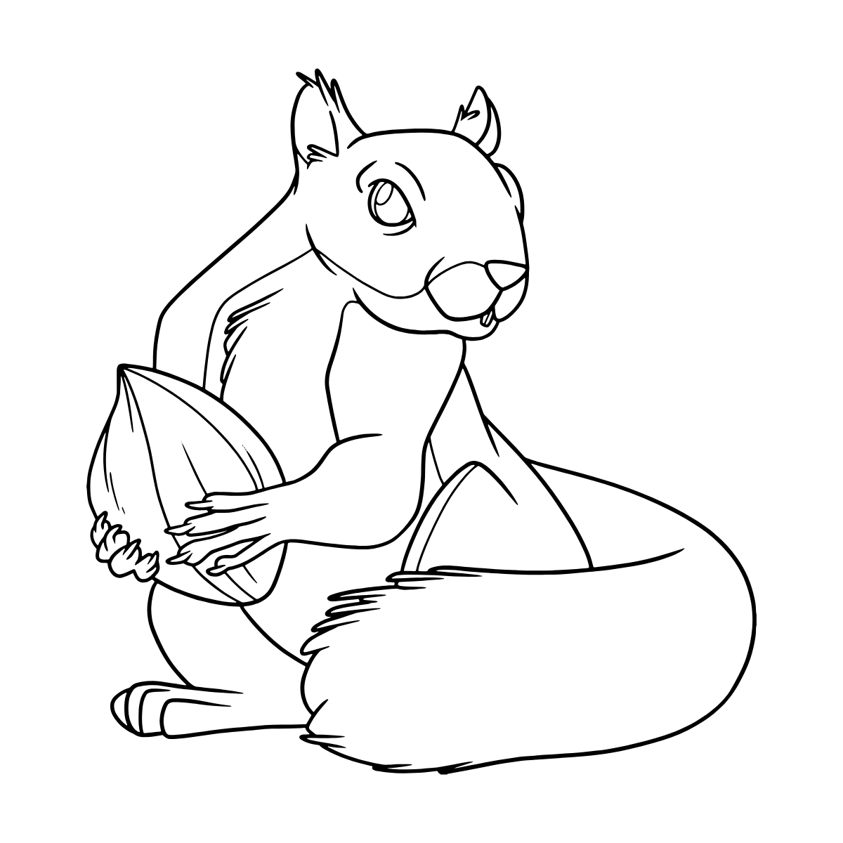 Squirrel with Acorn — printable coloring page