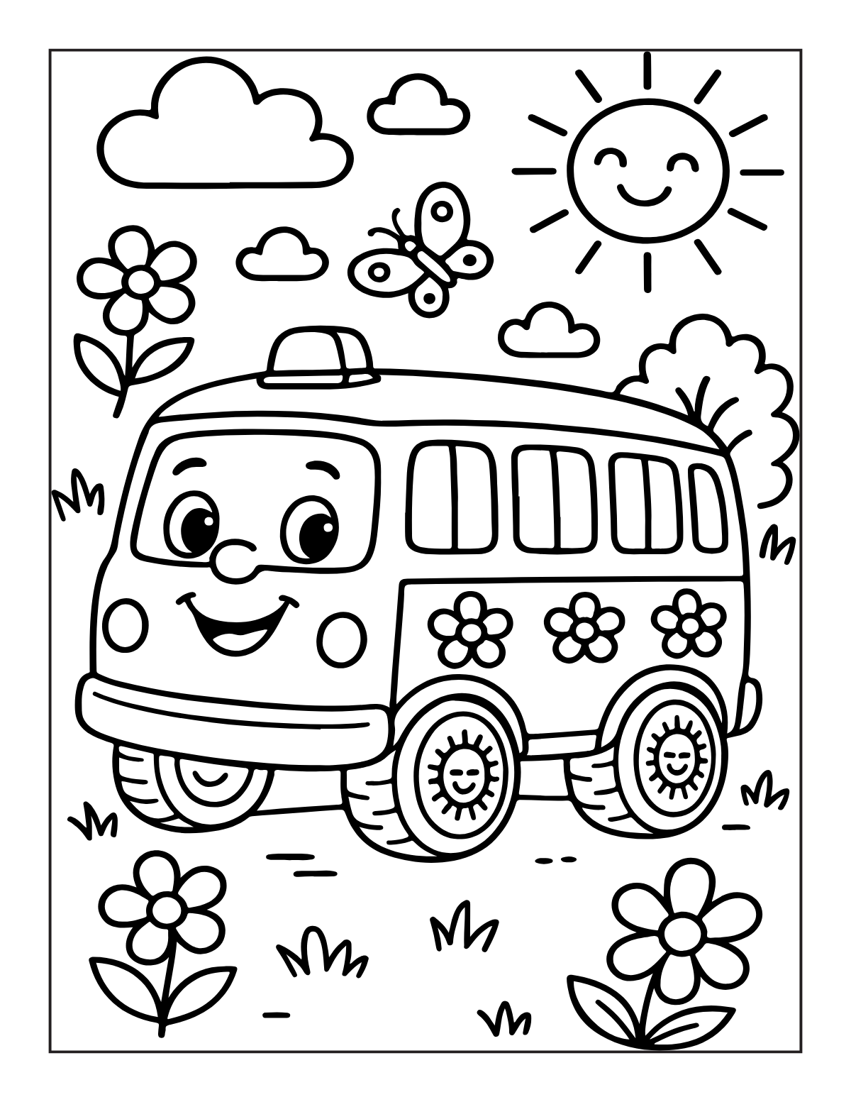 Toy Bus Poster — printable coloring page