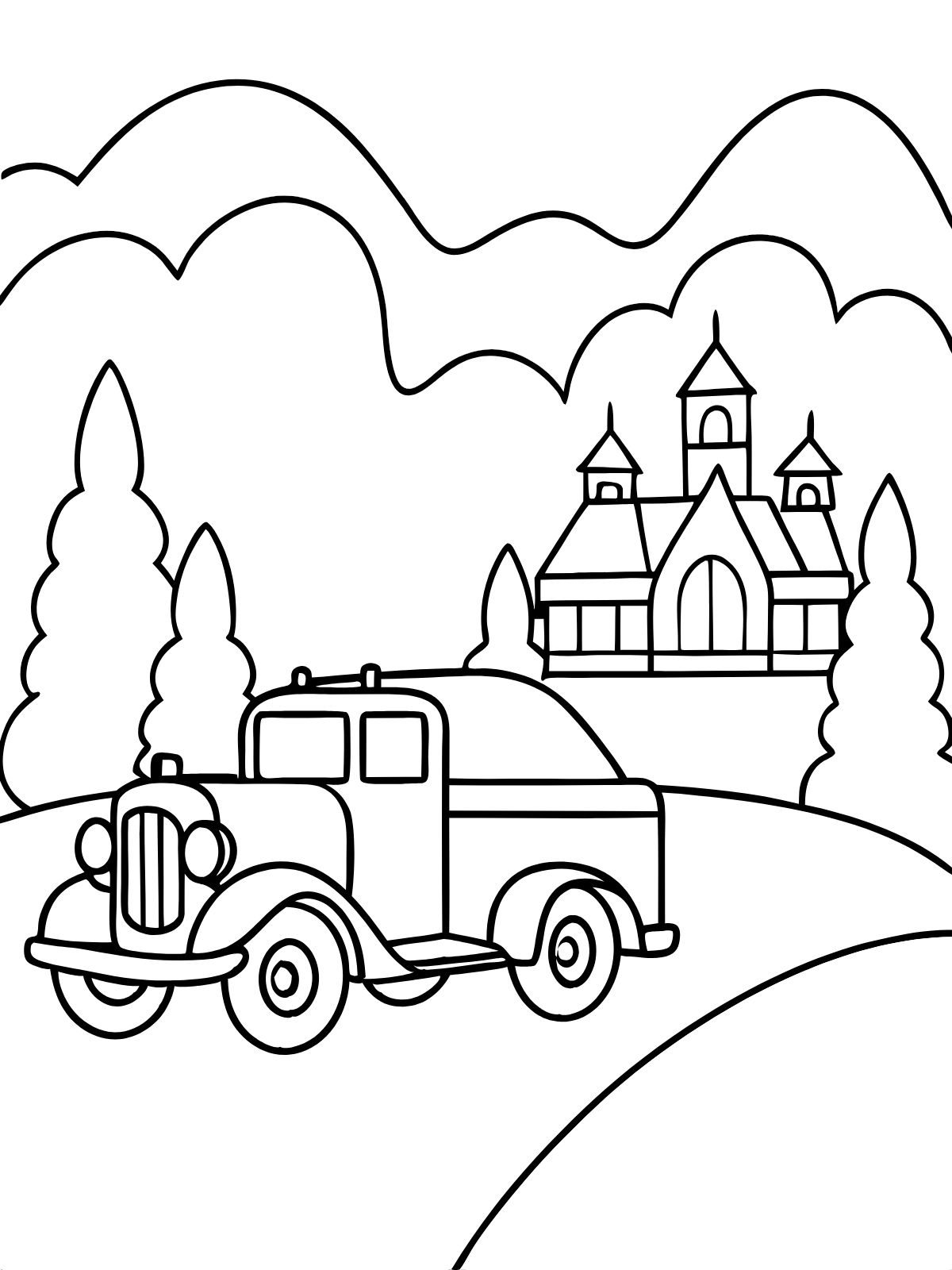 Village Bicycle Cart — printable coloring page