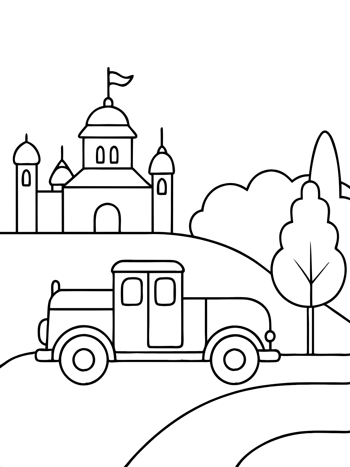 Village Van — printable coloring page
