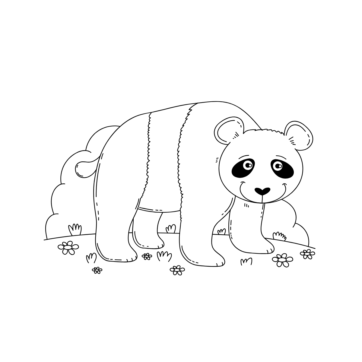Walking Panda — printable coloring page