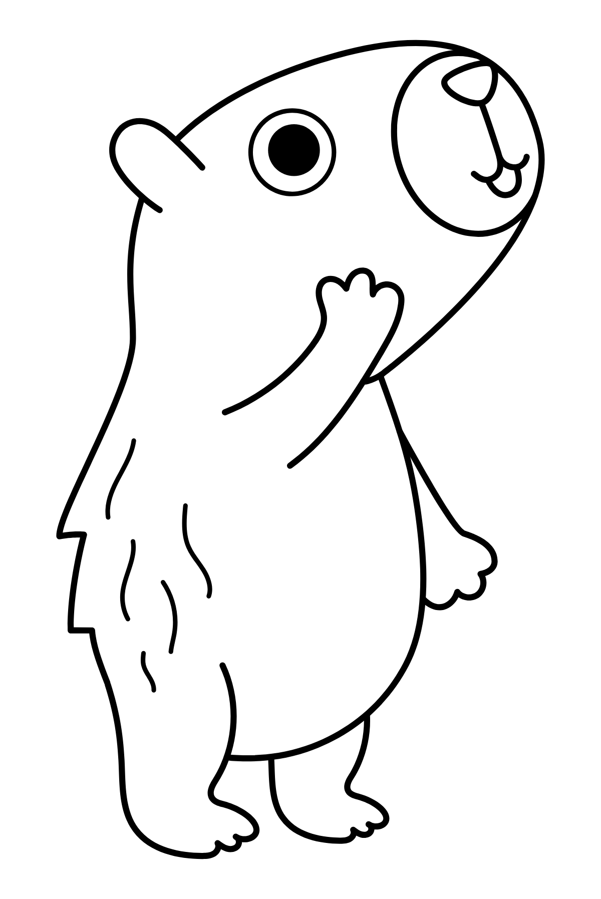 Waving Groundhog — printable coloring page