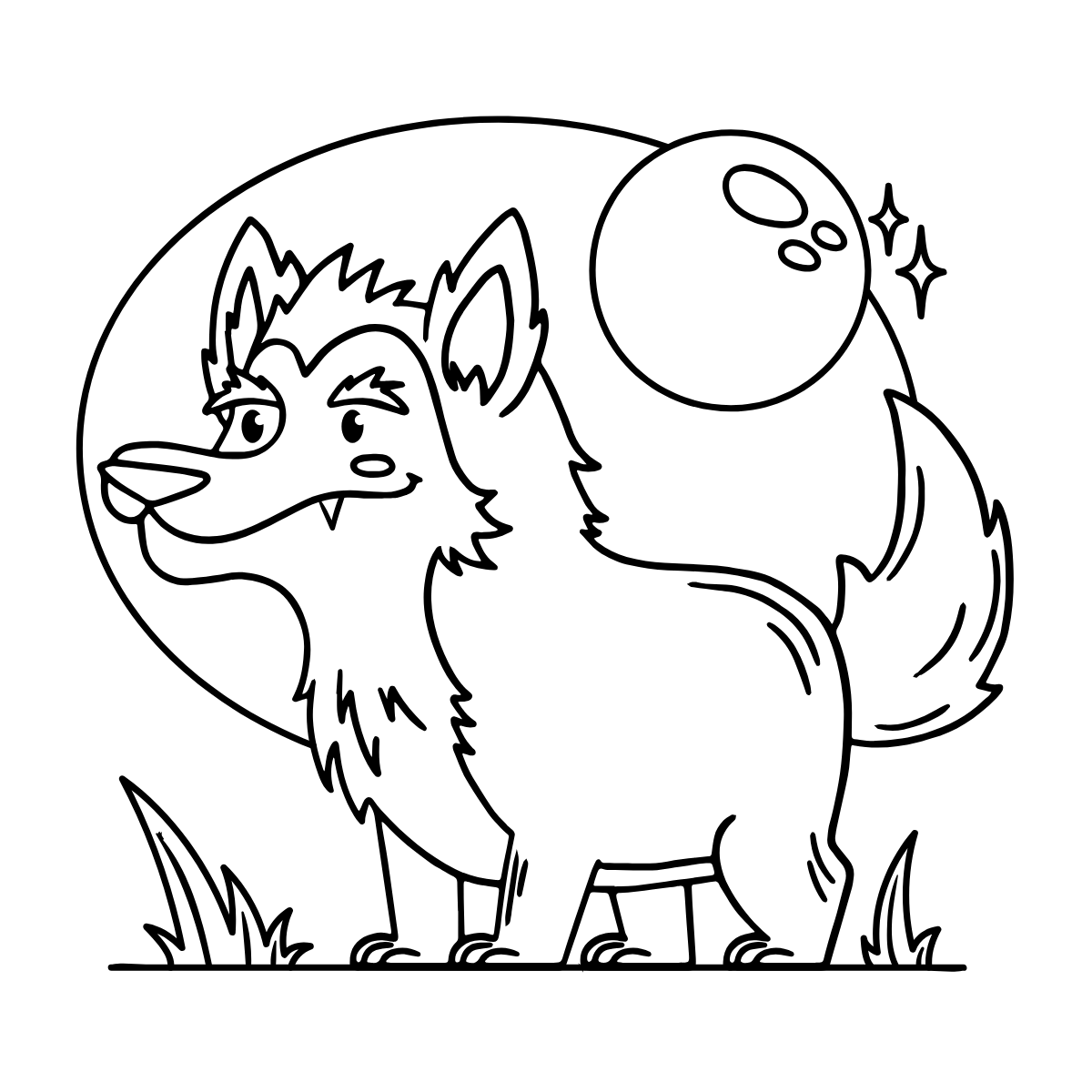 Wolf with Balloon — printable coloring page