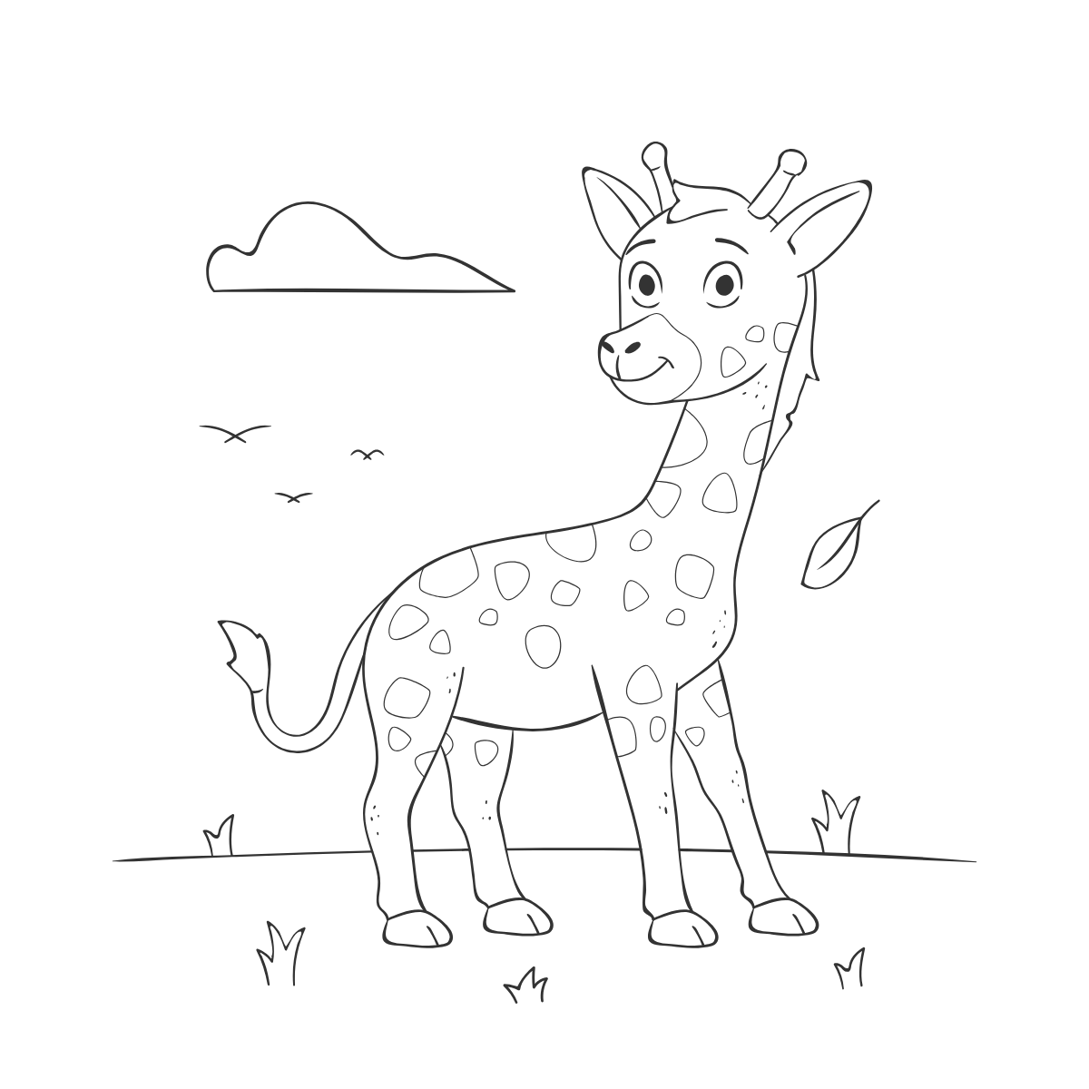 Young Giraffe — printable coloring page